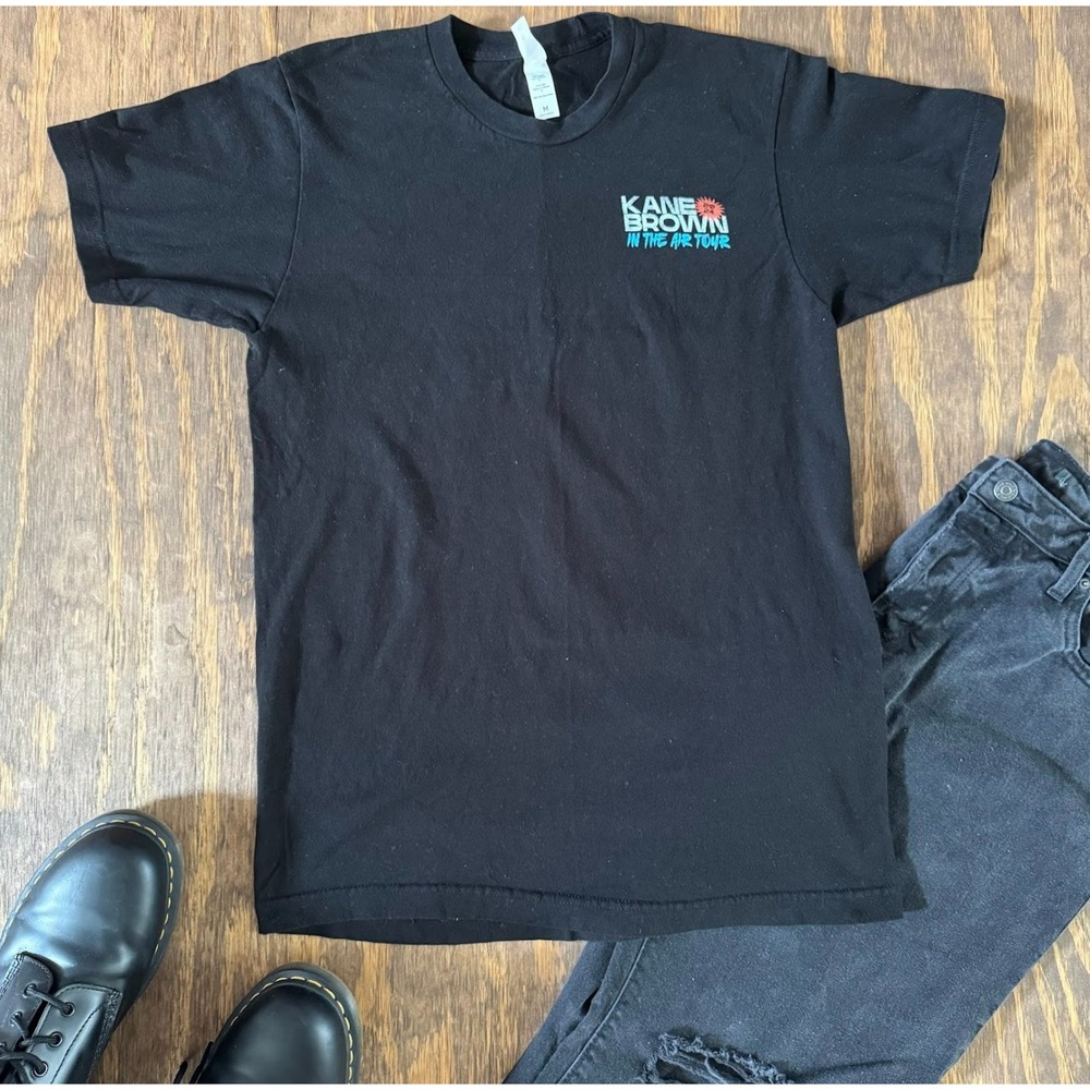 Kane Brown In The Air Tour 2024 Tee Size M Black Double Sided Concert Shirt
